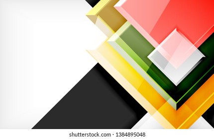 Forma cuadrada de color brillante bloques de fondo geométrico, plantilla vectorial moderna