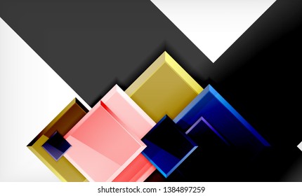 Bright colorful square shape blocks geometrical background, vector modern template