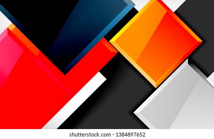 Bright colorful square shape blocks geometrical background, vector modern template