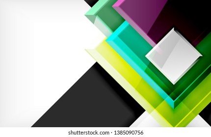 Bright colorful square shape blocks geometrical background, vector modern template