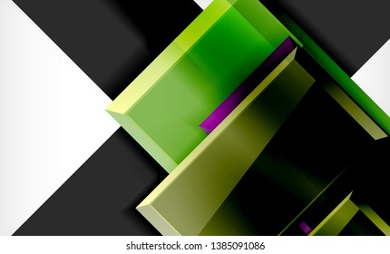 Bright colorful square shape blocks geometrical background, vector modern template