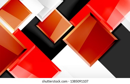 Forma cuadrada de color brillante bloques de fondo geométrico, plantilla vectorial moderna