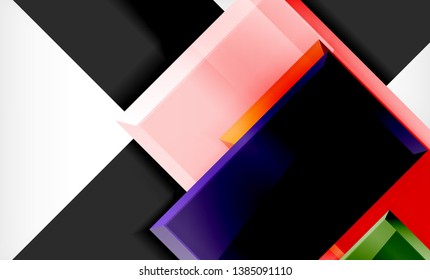 Bright colorful square shape blocks geometrical background, vector modern template