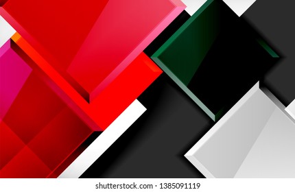 Bright colorful square shape blocks geometrical background, vector modern template