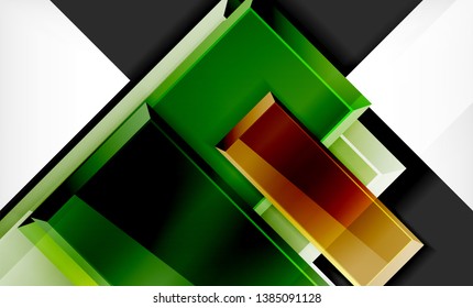 Forma cuadrada de color brillante bloques de fondo geométrico, plantilla vectorial moderna