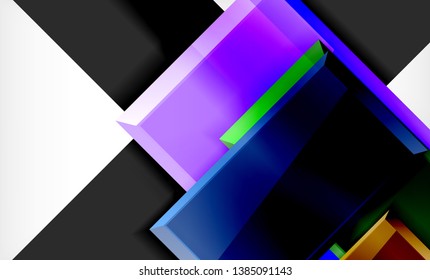 Bright colorful square shape blocks geometrical background, vector modern template