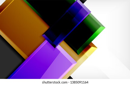 Bright colorful square shape blocks geometrical background, vector modern template