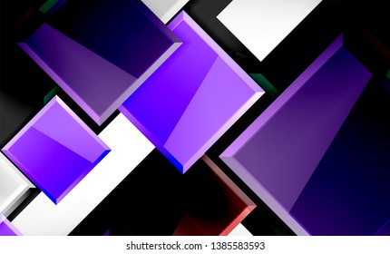 Bright colorful square shape blocks geometrical background, vector modern template