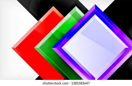 Bright colorful square shape blocks geometrical background, vector modern template