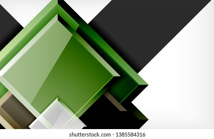 Forma cuadrada de color brillante bloques de fondo geométrico, plantilla vectorial moderna