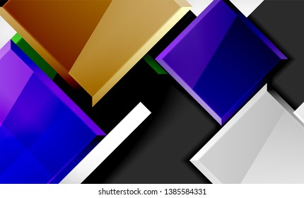 Forma cuadrada de color brillante bloques de fondo geométrico, plantilla vectorial moderna