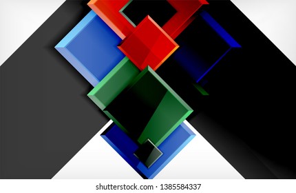 Bright colorful square shape blocks geometrical background, vector modern template