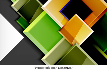 Bright colorful square shape blocks geometrical background, vector modern template