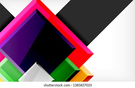 Bright colorful square shape blocks geometrical background, vector modern template