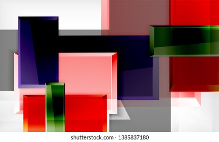 Bright colorful square shape blocks geometrical background, vector modern template