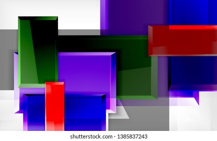 Bright colorful square shape blocks geometrical background, vector modern template