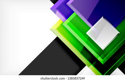 Forma cuadrada de color brillante bloques de fondo geométrico, plantilla vectorial moderna