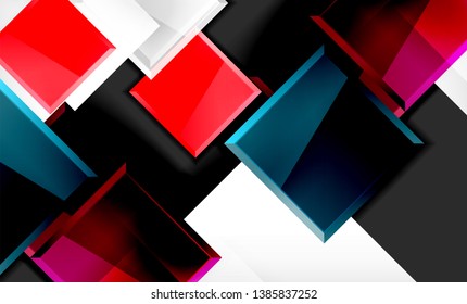 Forma cuadrada de color brillante bloques de fondo geométrico, plantilla vectorial moderna