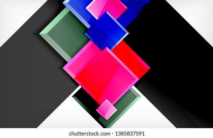 Forma cuadrada de color brillante bloques de fondo geométrico, plantilla vectorial moderna