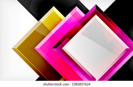 Bright colorful square shape blocks geometrical background, vector modern template