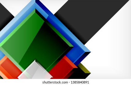 Bright colorful square shape blocks geometrical background, vector modern template
