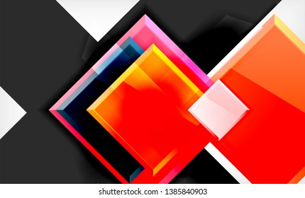Forma cuadrada de color brillante bloques de fondo geométrico, plantilla vectorial moderna