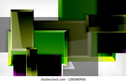 Helle, bunte quadratische Formblöcke, geometrischer Hintergrund, moderne Vektorgrafik