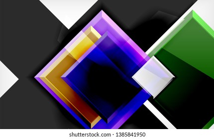 Forma cuadrada de color brillante bloques de fondo geométrico, plantilla vectorial moderna