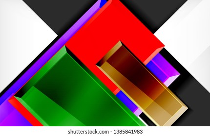 Forma cuadrada de color brillante bloques de fondo geométrico, plantilla vectorial moderna