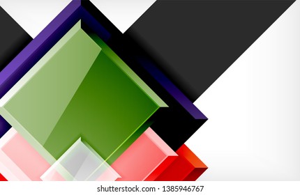 Bright colorful square shape blocks geometrical background, vector modern template