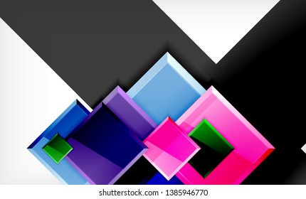 Bright colorful square shape blocks geometrical background, vector modern template