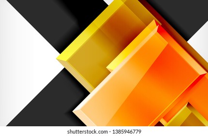 Bright colorful square shape blocks geometrical background, vector modern template