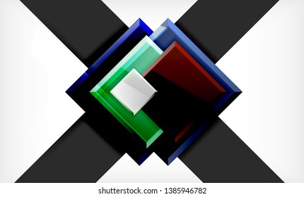 Forma cuadrada de color brillante bloques de fondo geométrico, plantilla vectorial moderna
