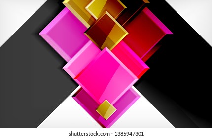 Bright colorful square shape blocks geometrical background, vector modern template