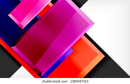 Forma cuadrada de color brillante bloques de fondo geométrico, plantilla vectorial moderna