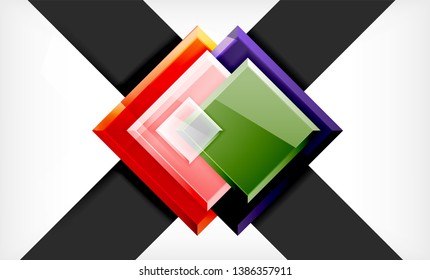 Bright colorful square shape blocks geometrical background, vector modern template