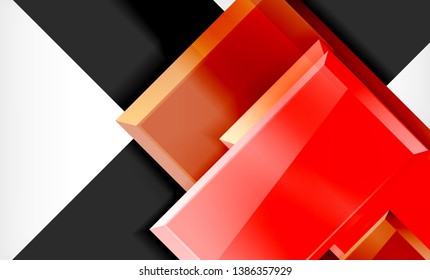 Forma cuadrada de color brillante bloques de fondo geométrico, plantilla vectorial moderna