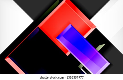 Bright colorful square shape blocks geometrical background, vector modern template