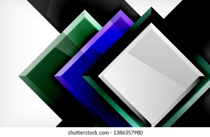 Bright colorful square shape blocks geometrical background, vector modern template