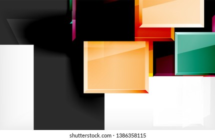 Bright colorful square shape blocks geometrical background, vector modern template