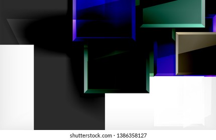 Bright colorful square shape blocks geometrical background, vector modern template