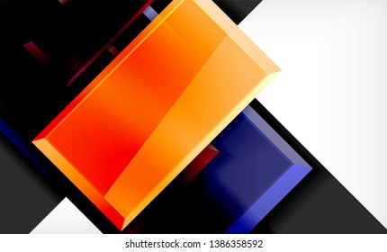 Bright colorful square shape blocks geometrical background, vector modern template