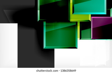 Forma cuadrada de color brillante bloques de fondo geométrico, plantilla vectorial moderna