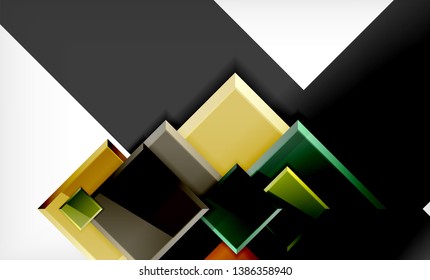 Forma cuadrada de color brillante bloques de fondo geométrico, plantilla vectorial moderna