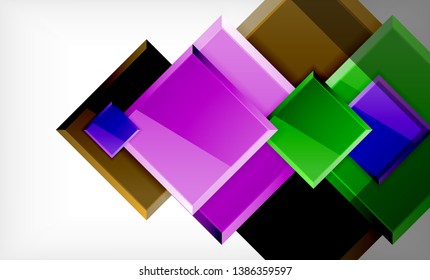 Bright colorful square shape blocks geometrical background, vector modern template