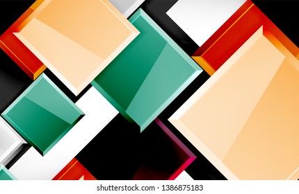 Bright colorful square shape blocks geometrical background, vector modern template