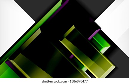 Forma cuadrada de color brillante bloques de fondo geométrico, plantilla vectorial moderna