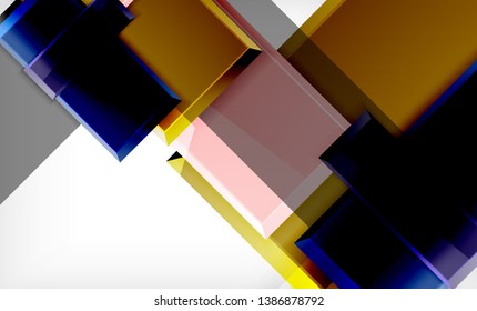 Forma cuadrada de color brillante bloques de fondo geométrico, plantilla vectorial moderna