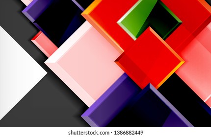 Bright colorful square shape blocks geometrical background, vector modern template