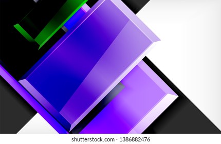 Bright colorful square shape blocks geometrical background, vector modern template